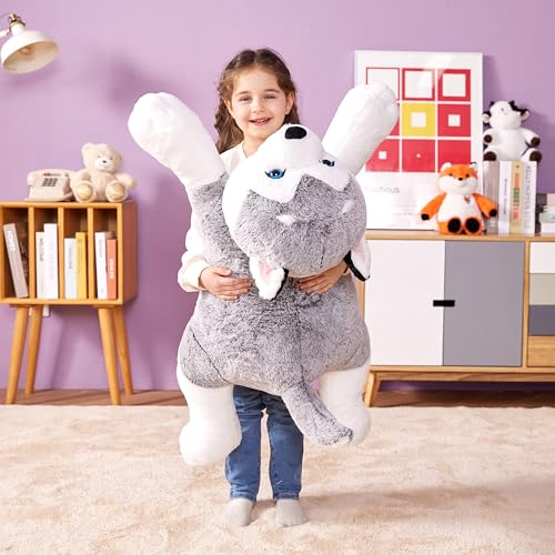Image of IKASA Large Husky Soft Toy Giant Cuddly Toy, 78 cm Dog Large Plush Toy, Huge Fluffy Soft Jumbo Plush Toy, Gift for Children