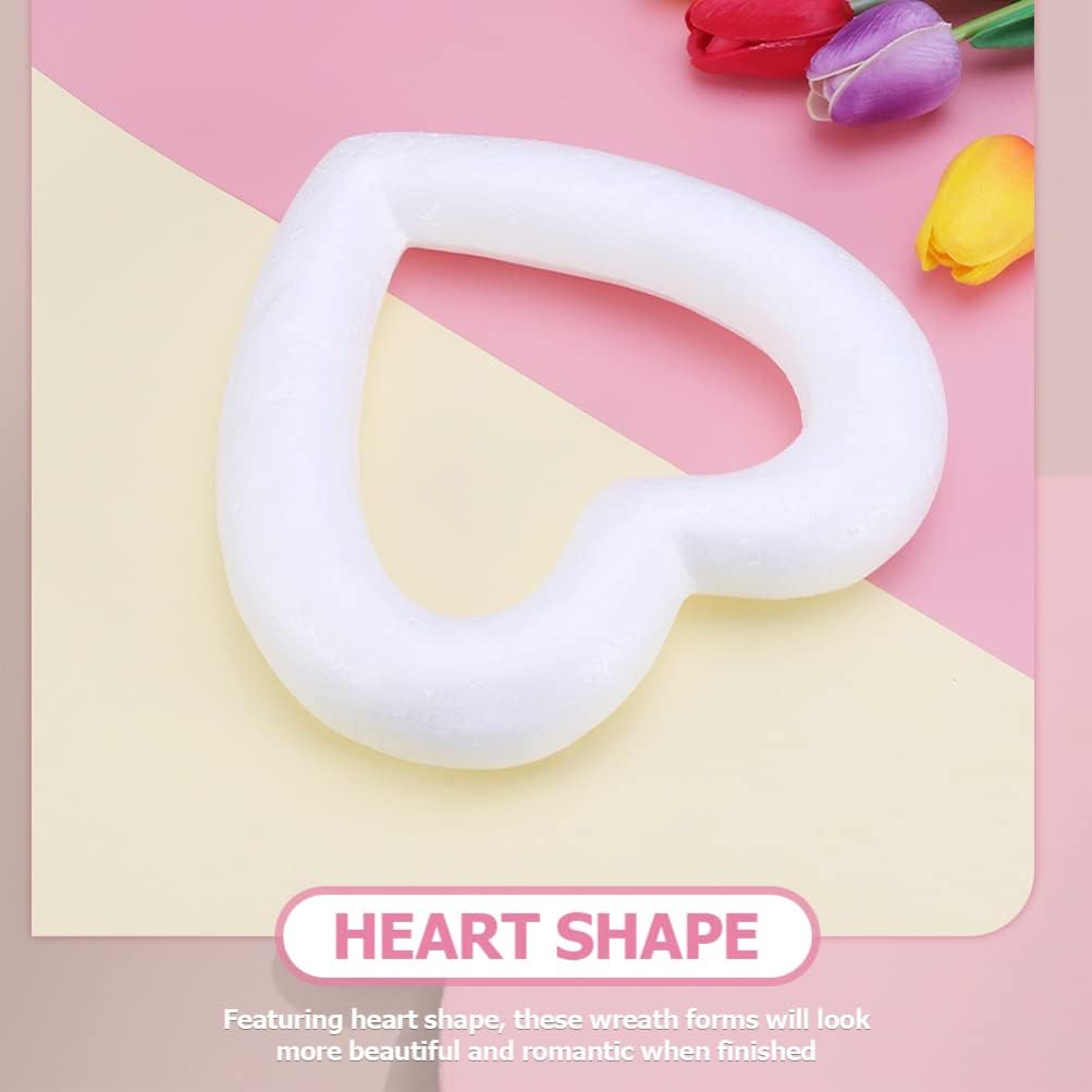 NUOBESTY 10 Pcs Foam Heart Wreath Forms 6.7 Inch Heart Shaped Foam Wreath DIY Supplies for Valentine Wedding Front Door Wall Table Decorations