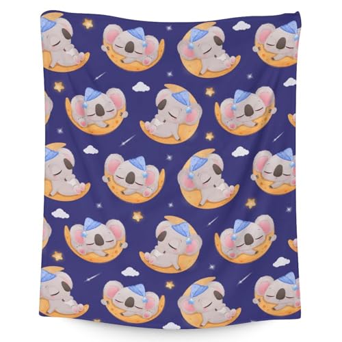 Koala Blanket Gifts - 30"x40" Cute Throw for Women, Girls - Purple Soft Fuzzy Blankets for Couch & Office