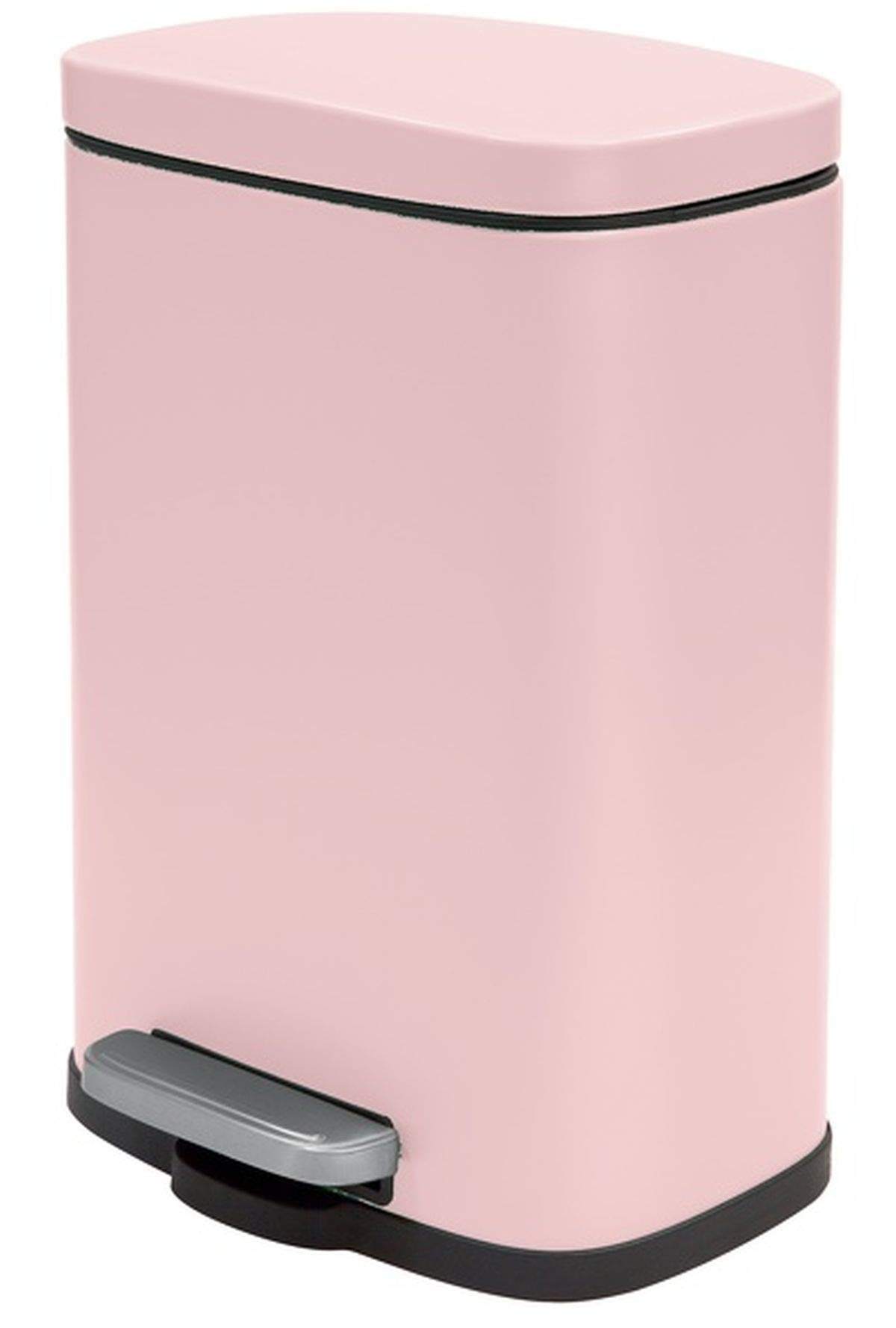 Spirella AKIRA Papelera pedal baño acero inoxidable cierre silencioso rosa mate 5 l