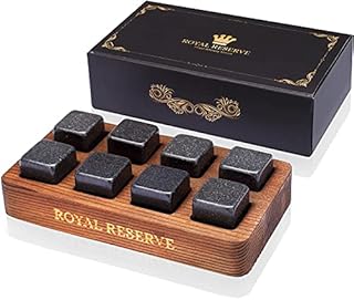 Whiskey Stones Gift Set by Royal Reserve | Artisan Crafted Reusable Refreezable Chilling Cooler Rocks for Scotch Bourbon – Modern Stocking Stuffer for Guy Men Dad Boyfriend Anniversary or Retirement