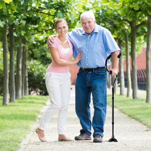 Retoreath Ergonomic Walking Cane, Stabilizes Wrist, Forearm Provides Extra Support, Self Standing Lightweight Adjustable Walking Stick, Stand Assist for Men Women- Black