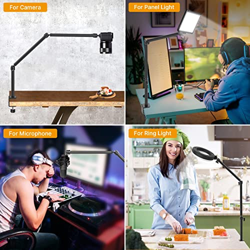 Vijim Ls08 Flexible Overhead Camera Mount Desk Stand, Webcam Stand Microphone Boom Arm Tabletop Photography Videography Live Stream Table Clamp Mount #TOP5