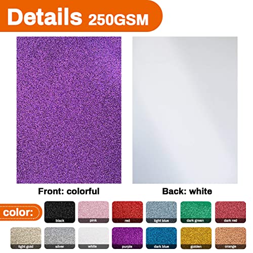 Sukh 13pcs Glitter Cardstock Paper - Glitter Cardstock Craft Paper A4 Thick Colored Crafts Christmas Valentines Gift Box Wrapping DIY Wedding Birthday Party Sparkle Decor Scrapbook 13 Colors 250GSM 3 519SACV16kL