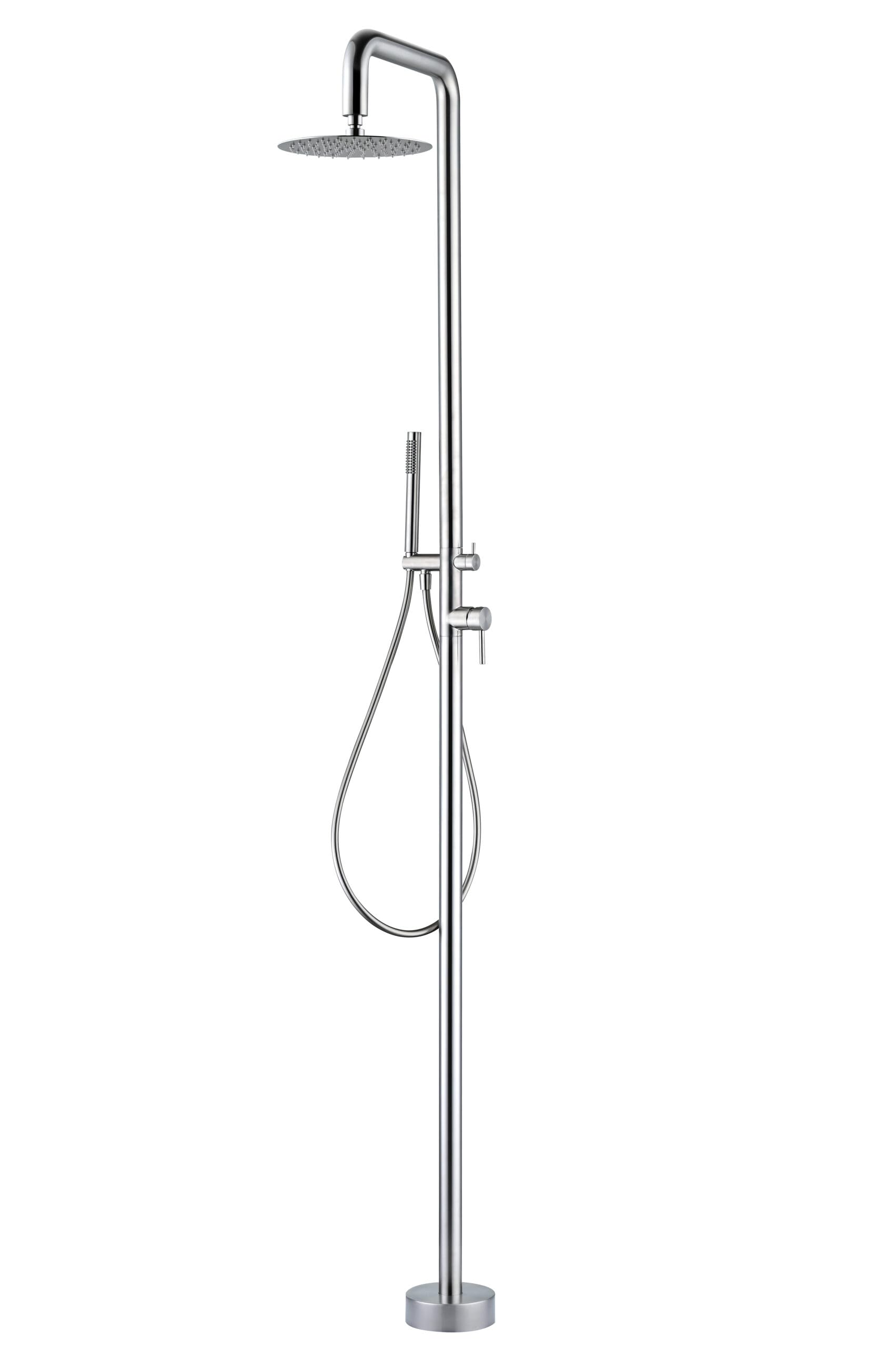 Mice - Colonna doccia da esterno in acciaio inox S316 - Monomando a 2 vie con manico doccia - Docce per piscina, giardino e spa, colore acciaio spazzolato