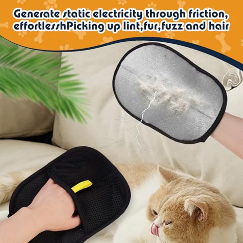 Image of Pet Hair Remover, Electrostatic Pet Hair Remova Gloves, Reusable Pet Double-Sided Beauty Gloves, Suitable for Pet Mats, Sofas, Furniture, Carpets, Car Seats (2PCS)