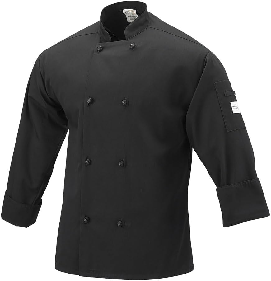 Mercer Culinary M60012BK2X Millennia Men's Cook Jacket with Cloth Knot Buttons, XX-Large, Black