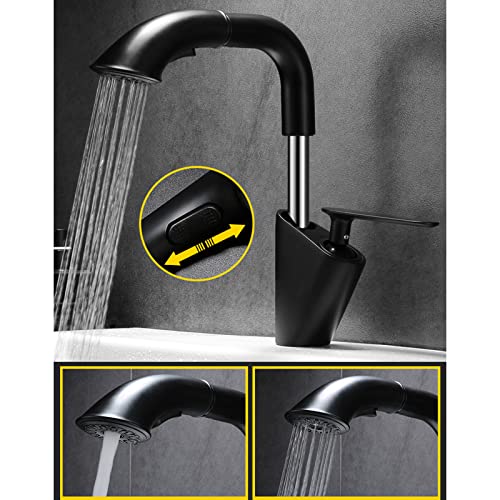 Mitigeur de lavabo en laiton noir de qualité supérieure avec douchette - 5
