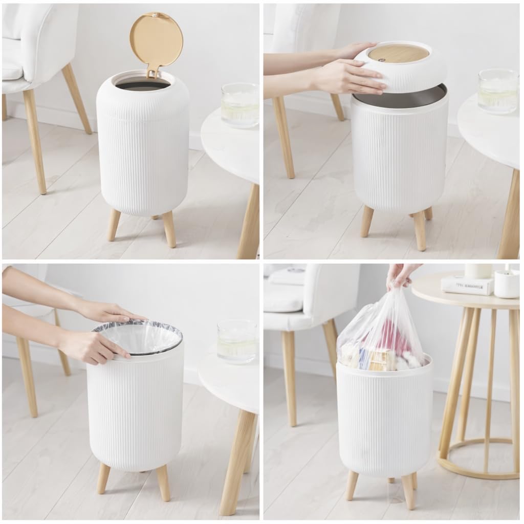 OCEANO Set 4 Cestini di Design con Gambe Pattumiere da Interno per Soggiorno, Bagno, Ufficio e Camera Organizzatori Stile Scandinavo Moderno 9L 7L 5L