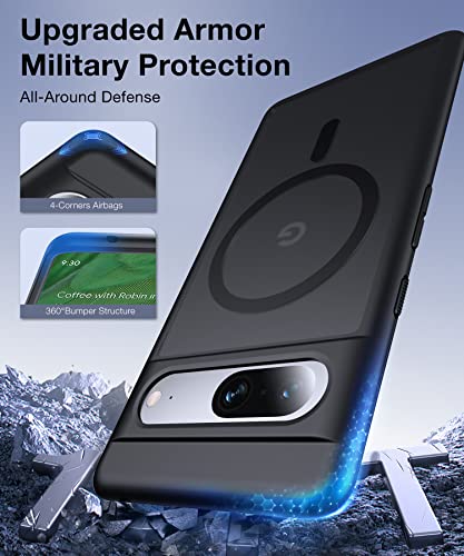 Image of Magnetic for Google Pixel 7 Case [Compatible with MagSafe][Anti-Fingerprint][Slim Fit][Military Shockproof] Translucent Matte Hard Back Pixel 7 5G Phone Cover 6.3 inch, Black