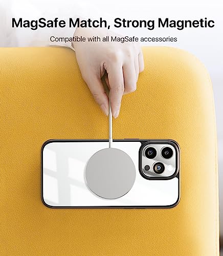 Andobil 360° Magnetic Stand For Iphone 14 Pro Max Case, Compatible With Magsafe, Mil-Grade Drop Protection, 2023 Easyrelax Series Case With Rotatable Magnet Ring Kickstand, Black Frame, Clear Panel #TOP3