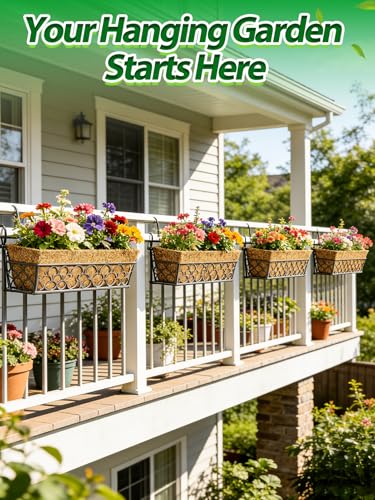 Image of 24in Tapered Coco Liners for Window Planter Box - 4 Pack 100% Natural Coconut Coir Fiber Liner Replacement for Deck Flower Box, Garden Railing Fence Wall Planter Basket