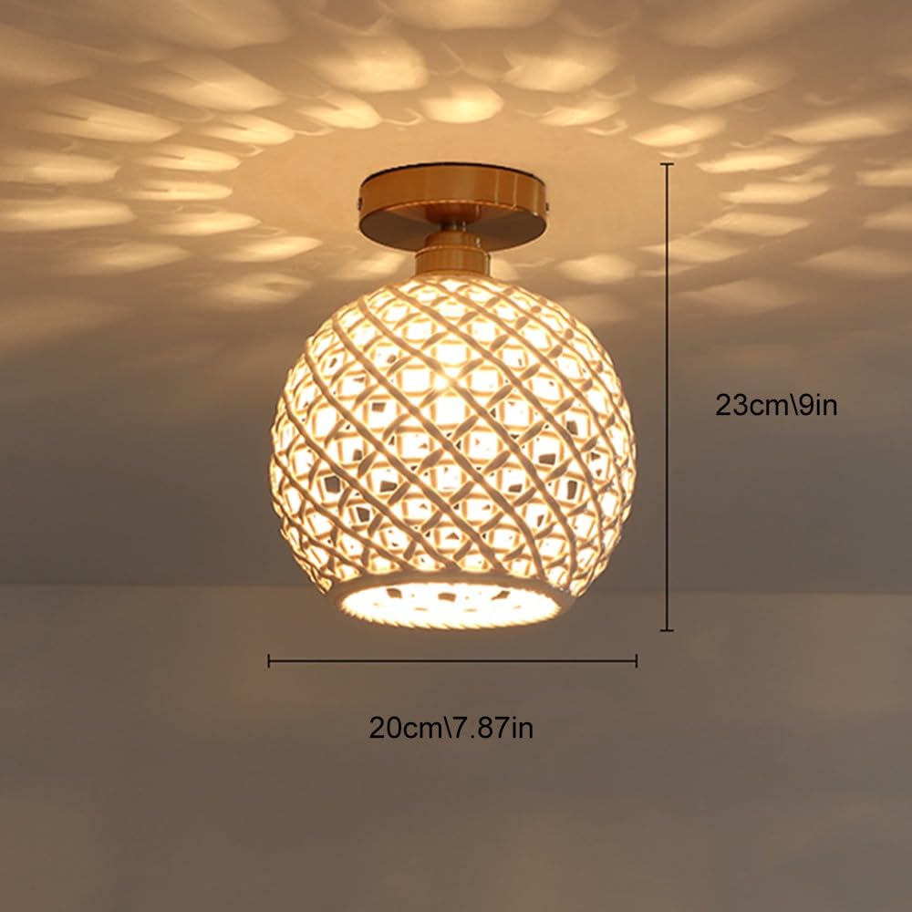 Jadssox Ceramiczna Lampa Sufitowa Jasnozłota, Częściowo Podtynkowa Plafon, Nowoczesna Oprawa Oświetleniowa Do Przedpokoju, Lampa Blisko Sufitu Z Mlecznym Ceramicznym Kloszem Do Pralni(20 * 23cm)