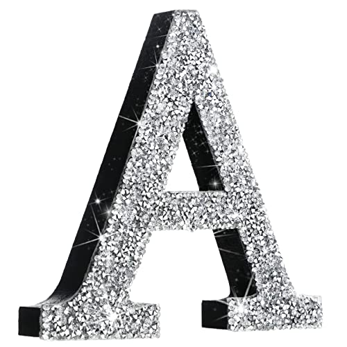 Qunclay 5.7 Inch Silver Crystal Diamond Letters Crushed Diamond Decorations ...