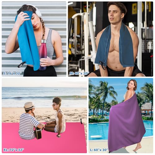Toalla Deportiva de Viaje BOGI Microfibra - Secado Rápido, Suave, Ligera y Compacta para Camping Gimnasio Playa Baño Yoga Natación Mochilero (M:40''x20''-Negro) miniatura 5