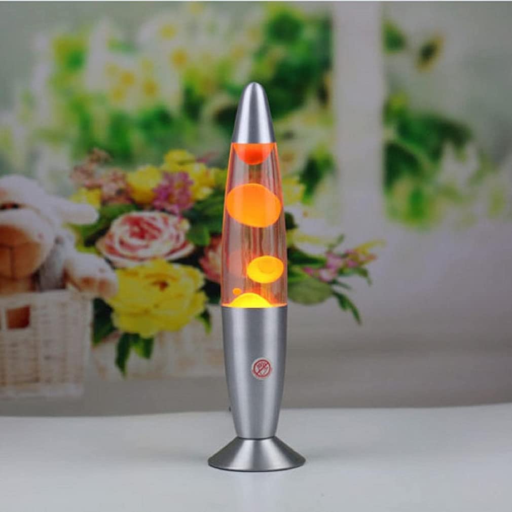 Lava Lamp,Jellyfish Lamp 13 Inch Creative Volcano Lava Lamp with Silver Based Bedside Night Light Lamp,Aluminium Alloy Liquid Jellyfish Decor Lamps for Kids and Adults Home Office Decor. (Naranja)