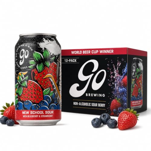 Image of Go Brewing New School Sour Berry, NA Beer, 12 Pack (12 oz) | Small-Batch Craft Brew, Low-Calorie, Classic Ingredients, Bold Smooth Finish, Any Occasion