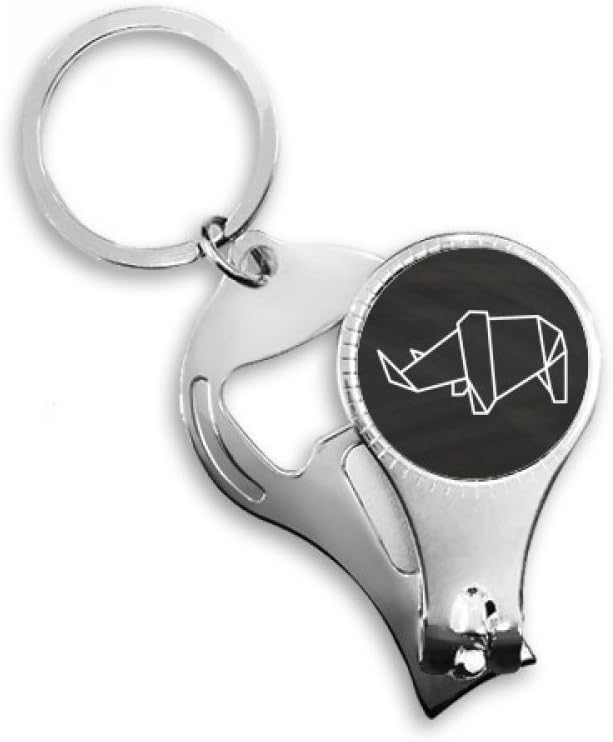Abstract Origami Rhinoceros Geometric Shape Nail Clipper Ring Key Chain