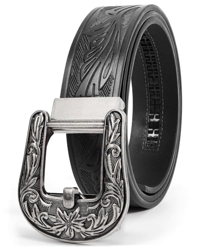 Image of BELTROAD Mens Ratchet Western Belt Leather Cowboy Belts for Men with Automatic Western Buckle Belt for Jeans Christmas Gifts