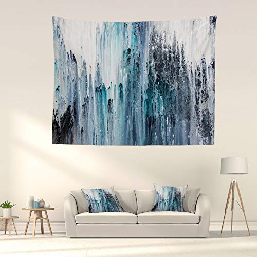 Batmerry Blue And White Tapestry, Abstract Blue Black Grey And White Painting Tapestry For Living Room Bedroom Walll Hanging Decorative 51.2X59.1 Inch #TOP3