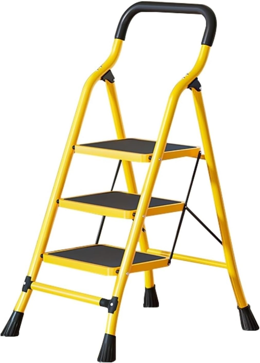 attic ladders 3 Steps Folding Step Stool Folding Heavy Duty Step Ladder, for Household, Kitchen, Office, Yellow