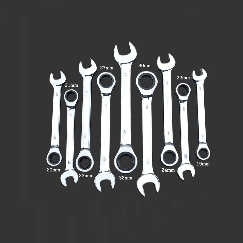 Llaves Fijas con Carraca 24 mm 25 27 30 32 Llave de trinquete Doble Cabeza Fija combinada Universal(24mm)