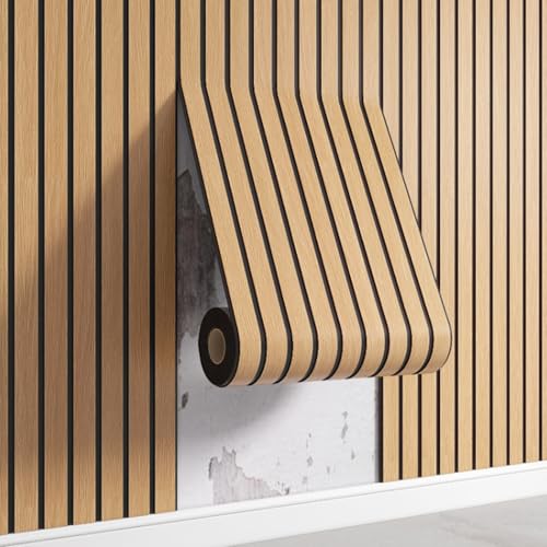 LLXNQ026 Paneles De Pared 3D Papel - 40x300cm Paneles Decorativos De Pared y Techos - 2.8 mm Espesor Papel pintado aspecto de madera impermeable autoadhesivos - Rollo de PVC Decorativo