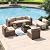Aoxun 7 Piece Patio Furniture Set Wicker Rattan Patio Conversation Set Outdoor Sectional Sofa Set with Coffee Table and Thickened Cushions, Beige (Waterproof Cover Included)