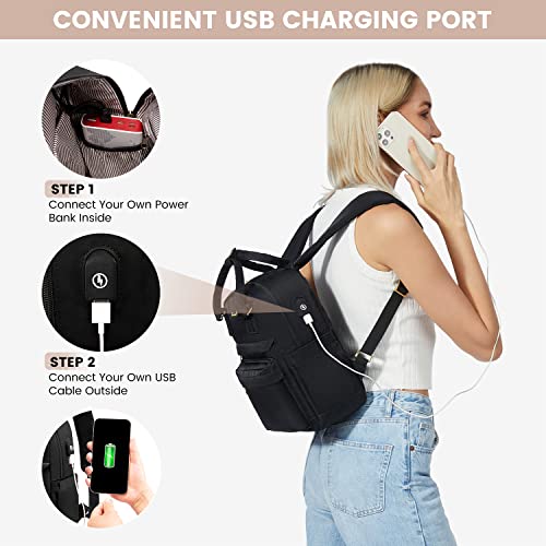 Image of LOVEVOOK Mini Backpack for Women Stylish Waterproof Backpack Purse with USB Port, Cute Bookbag for College School Travel
