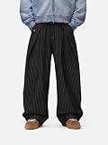 Aelfric Eden Baggy Barrel Jeans męskie prążkowane spodnie damskie szerokie nogawki unisex vintage spodnie rekreacyjne Y2K w paski, chinosy na co dzień z szerokimi nogawkami, czarny, M