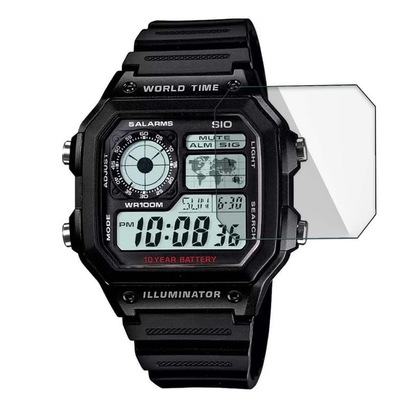Image of smart watch Screen Guard Protector Compatible for Casio Watch-AE-1200WH-1AVDF|| Ultrathin 0.125mm Flexible Screen Protector TPU Membrane with Edge to Edge Full Screen Coverage & Easy Installation Pack of - 3