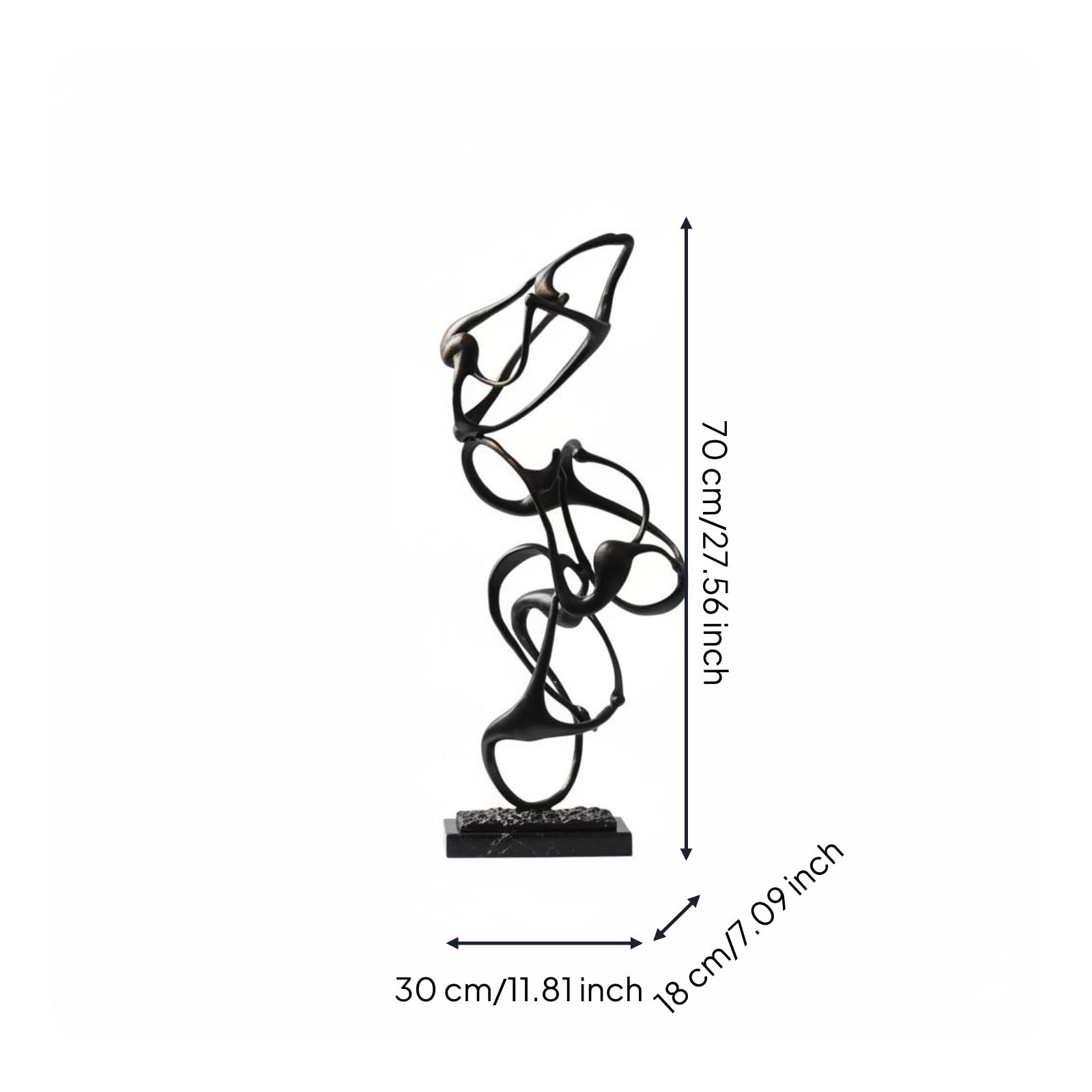 Gralara Escultura Geométrica Retro Escultura Metálica Minimalista Figura Conceptual Negra para el Vestíbulo, Bronce Negro, Bajo