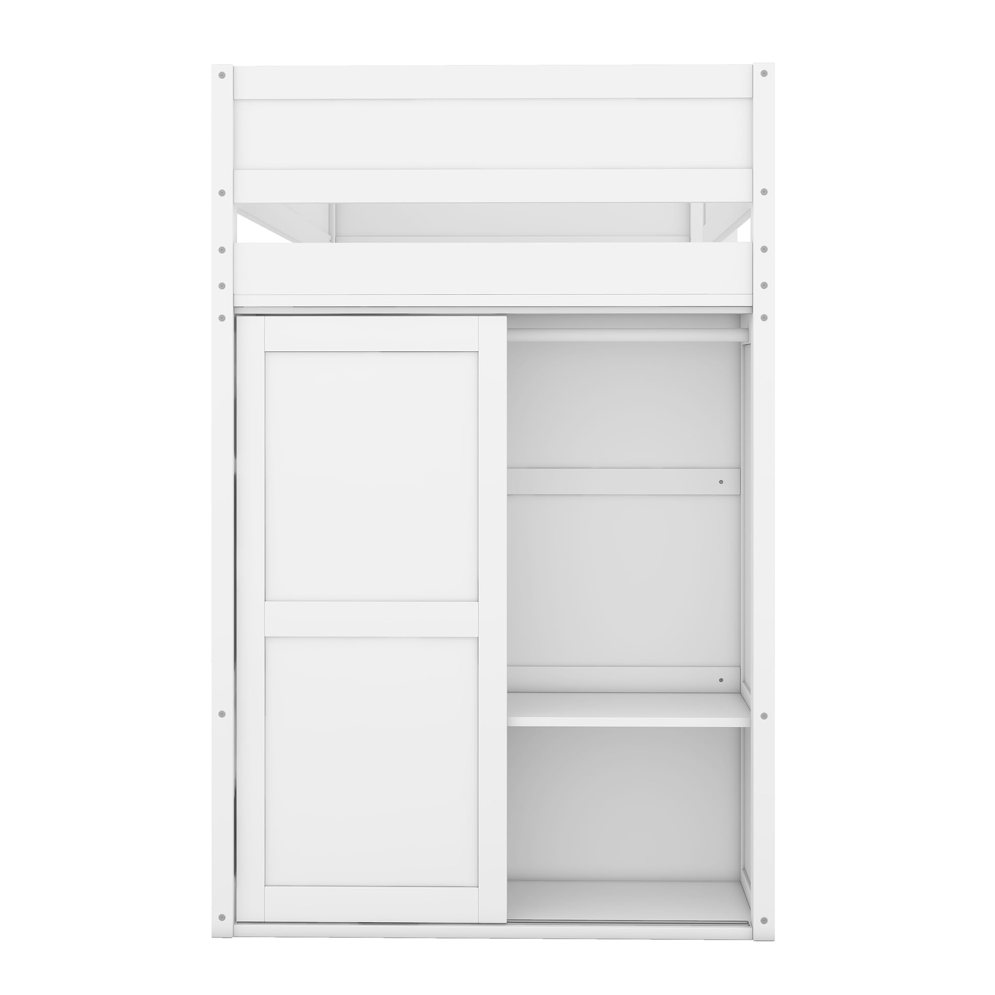 Moimhear Cama alta de 90x200cm, cama infantil versátil, equipada con armario, escritorio y cajones (Blanco)