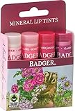 Badger - Mineral Lip Tints Variety Pack, Moisturizing Lip Balm with Sheer Color, Natural Lip Balm with Color, Tinted Lip Balm, Lip Stain, Pink Lip Tint, 0.15 oz (4 Pack)