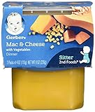 Gerber 2nd Foods Macaroni & Cheese with Vegetables Pureed Baby Food, 4 Ounce Tubs, 2 Count (Pack of 8)