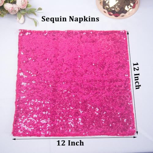 Servilletas de Tela Con Lentejuelas Fucsia 12x12 Pulgadas Paquete 12 miniatura 4