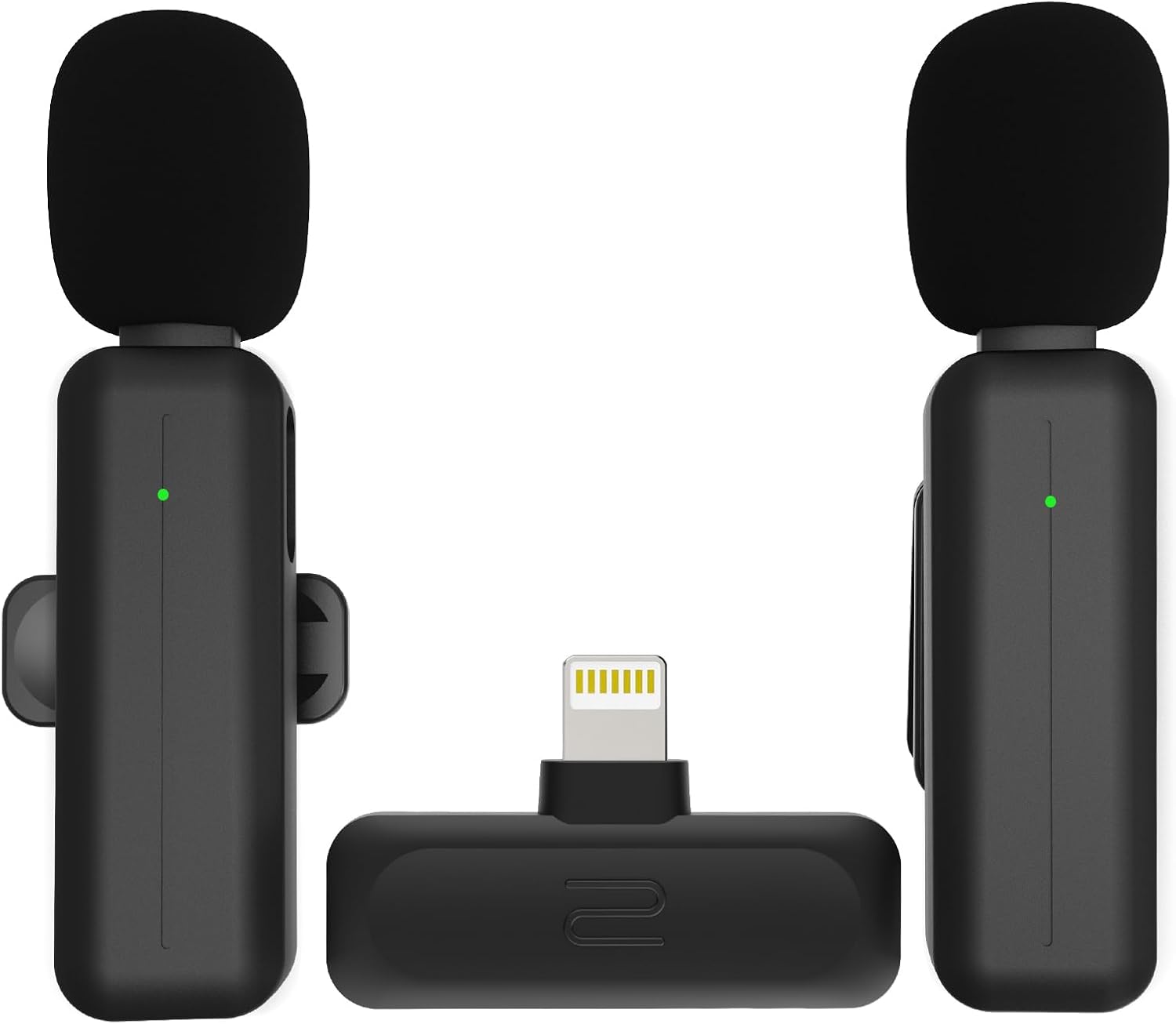 2-Pack Wireless Mini Lavalier Lapel Microphone for iPhone,iPad(Lightning) - 65ft Cordless Clip on Dual Mics with Noise Reduction 6H Working Time for Video Recording Vlogging, YouTube, Interview