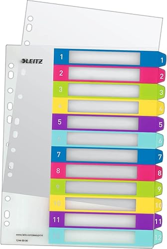 Leitz Wow A4+ - Divisores imprimibles (1-12), multicolor