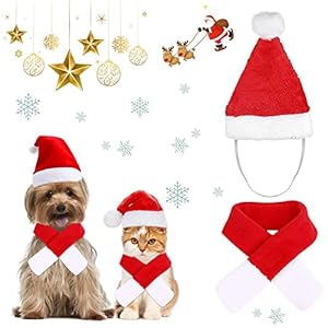 Haustier Weihnachtskleidung,Weihnachten Haustier Umhang, Weihnachten Haustier Hut Schal,Haustier Weihnachtskostüme Set,Für Hunde Katzen Haustier