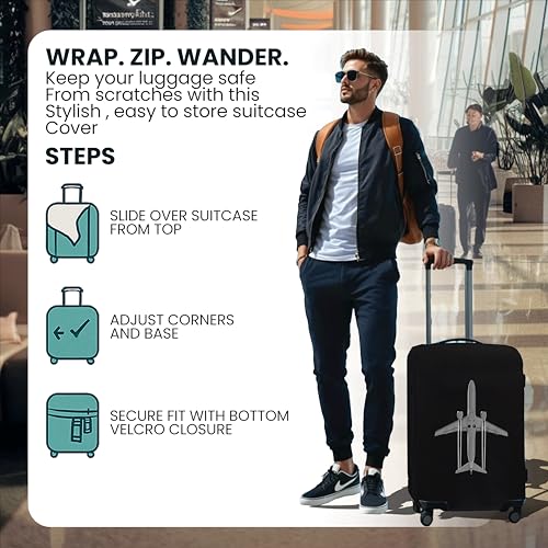 Image of WanderWraps Spendex Polyester Protective Luggage Cover | Hard Luggage Trolley Bag Cover | Washable | Dust Proof | Stretchable | L - 28 inch | Jetstreamm