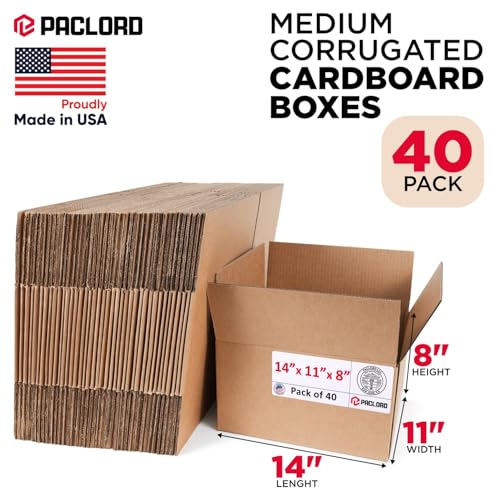 Image of Medium Cardboard Boxes 14 inchL x 11 inchW x 8 inchH (Pack of 40) - USA-Made Packing Boxes for Moving, Shipping, or Storage - USPS, UPS, FedEx Approved - Professional Packing Supplies for Moving | USA-Made Packing Boxes for Moving, Shipping, or Storage - USPS, UPS, FedEx Approved - Professional Packing Supplies