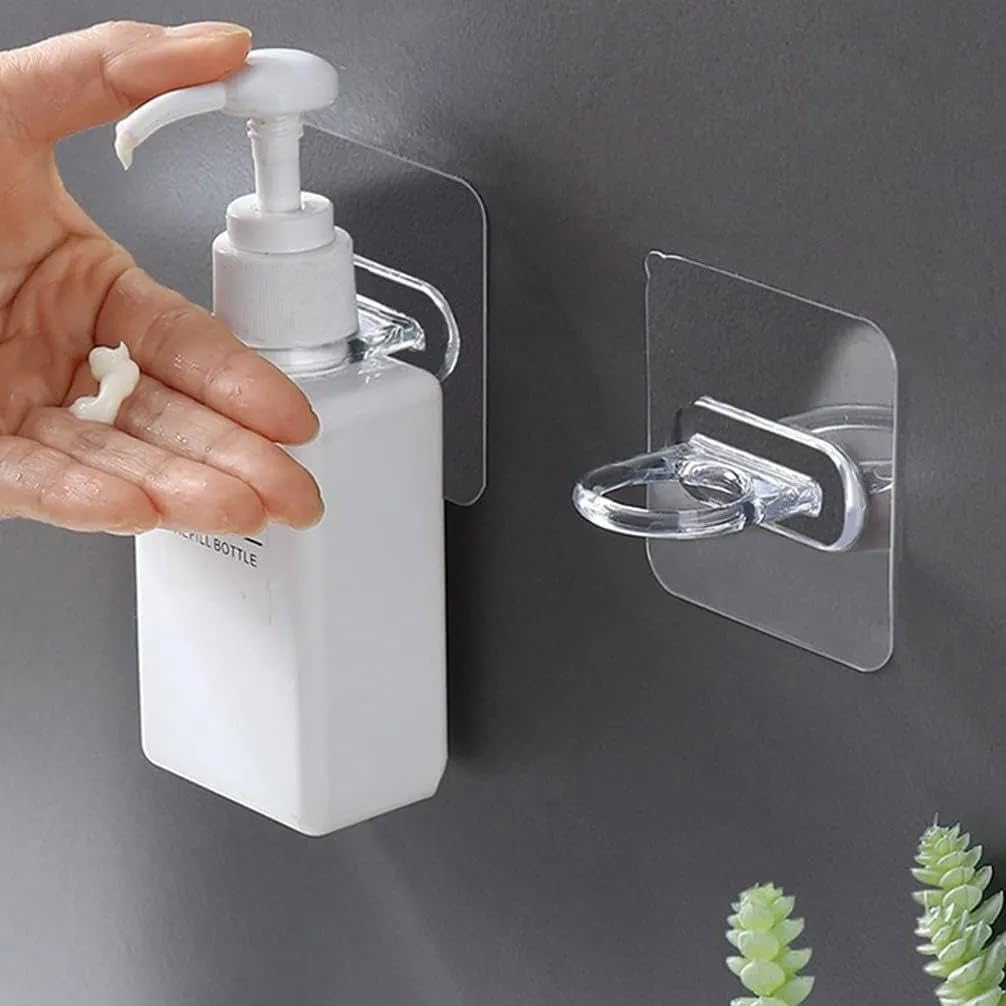 Self Adhesive Shower Bottle Holder Hook | Bathroom Shampoo & Shower Gel Bottle Rack | Waterproof Wall Mounted Organizer | No Drilling Required (Pack of 10)-image-41