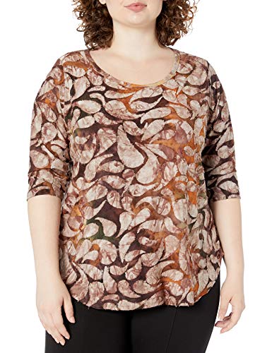 Karen Kane Women's Plus Size TIE-DYE Burnout Shirttail TEE, 1X