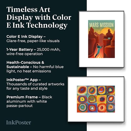 Image of INKPOSTER Tela 28.5 inch - Color Screen E Ink Spectra 6 with Sharp IGZO - Up to 1 Year on one Charge - Paper-Like: Silent, no Blue Light - Aluminium Body - Thousands of Artworks in Application