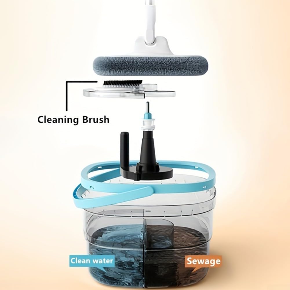 Set di mocio pieghevole per cucina e bagno, con secchio per la pulizia dei pavimenti domestici, con separazione dello sporco unica e design compatto pieghevole