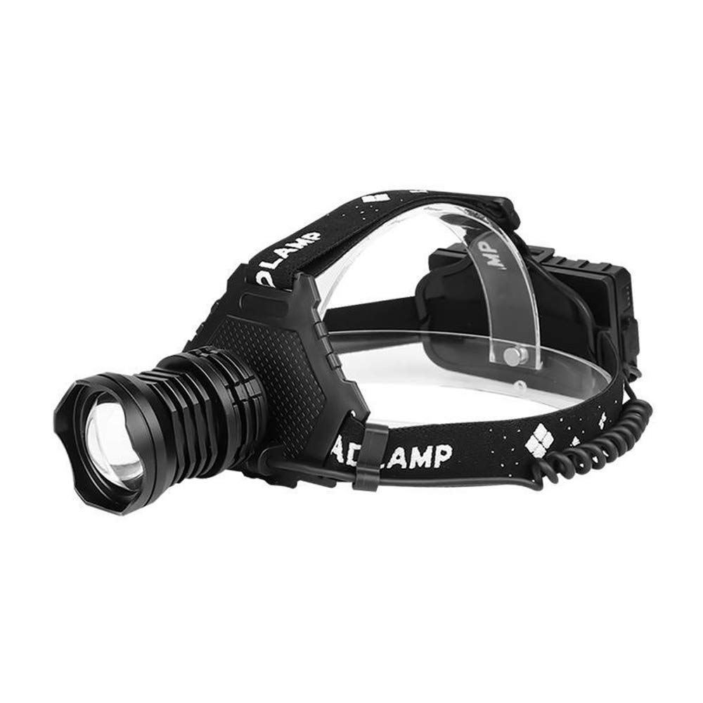 MyrRhe Linterna Frontal 18650 Recargable por USB: Linterna Frontal LED con Zoom de Alta Potencia para Aventuras al Aire Libre