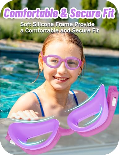 Image of Vvinca Kids Swim Goggles, Swimming Goggles for Kids 3-14 Anti-Fog UV Protection No Leak Pool Glasses for Boys Girls