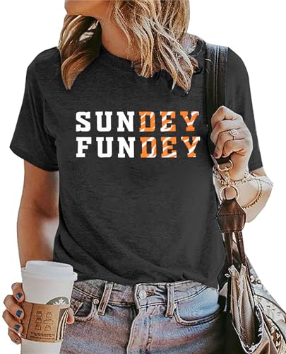 Game Day Shirt Women Sundey Fundey Tshirt Football Season Tee Sunday Funday Shirt Causal Short Sleeve Tops2