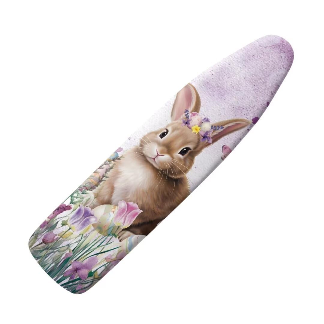 Nghmk Rabbit Flower Funny Ironing Board Cover Standard Size Fits Most Standard Iron Boards With 100% Cotton,Easy To Install