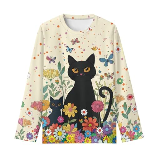 Image of Renewold Boys Girls Tees Kids T-Shirt Long Sleeve Crewneck T Shirts Casual Athletic Tops Clothing for Home School Travel